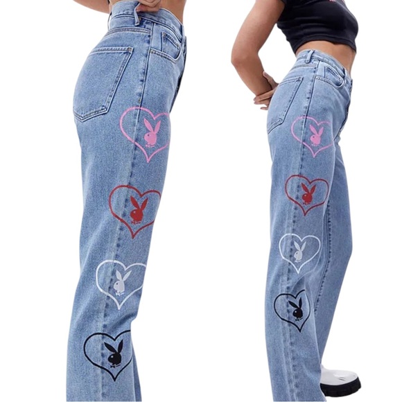 PLAYBOY Denim - Playboy Heart Bunny Light Wash Jeans